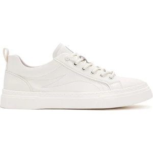 Erkek Beyaz Bağcıklı Deri Sneaker 25SFD690918