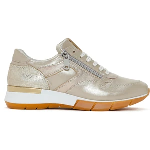Kadın Altın Bağcıklı Yandan Fermuarlı Deri Sneaker 25SFD370514