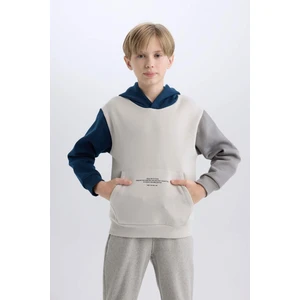 Erkek Çocuk Kapüşonlu Cep Baskılı Sweatshirt B4426A8NS