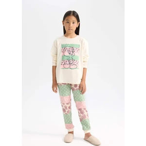 Kız Çocuk Looney Tunes Pijama Takımı Uzun Kollu Üst Beli Lastikli Uzun Alt D6321A8NS