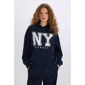 Loose Fit Kapüşonlu Baskılı Kalın Kumaş Sweatshirt E3332AXNS