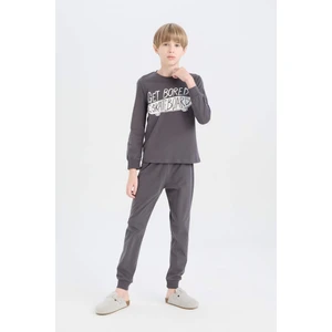 Erkek Çocuk Pijama Takımı Baskılı Uzun Kollu Üst Uzun Alt D8777A8NS