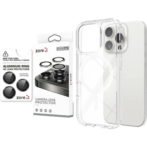 iPhone 16 Pro Kılıf Magsafe Şarj Özellikli Şeffaf Sert PC Zore Embos Kapak + Safir Kamera Lens Koruyucu