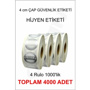 Çılgın Etiket Hijyen Etiketi Güvenlik Etiketi 4cm Çap Gümüş Baskı 4000 Adet
