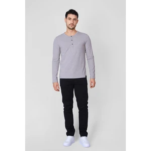 ADAM BOXES Düğmeli Bisiklet Yaka Uzun Kollu T-shirt NP-Collargo - Kahve Melanj
