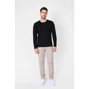 ADAM BOXES Düğmeli Bisiklet Yaka Uzun Kollu T-shirt NP-Collargo - Siyah