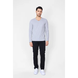 ADAM BOXES V Yaka Uzun Kollu T-shirt NP-Trelargo - Açık Gri