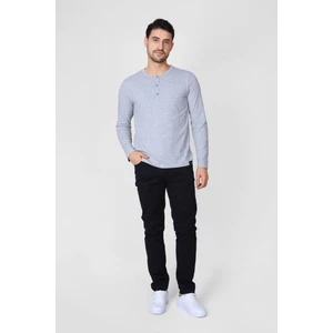 ADAM BOXES Düğmeli Bisiklet Yaka Uzun Kollu T-shirt NP-Collargo - Açık Gri