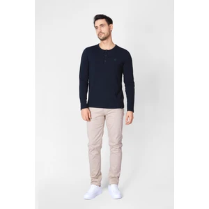 ADAM BOXES Düğmeli Bisiklet Yaka Uzun Kollu T-shirt NP-Collargo - Lacivert