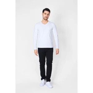 ADAM BOXES V Yaka Uzun Kollu T-shirt NP-Trelargo - Ekru