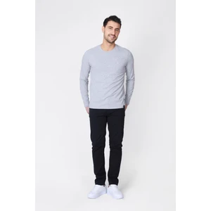 ADAM BOXES O Yaka Uzun Kollu T-shirt NP-Dolargo - Açık Gri