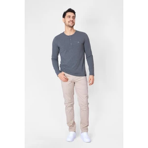 ADAM BOXES Düğmeli Bisiklet Yaka Uzun Kollu T-shirt NP-Collargo - Koyu Gri