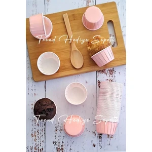 Trend Hediye Sepeti Pastel Pembe Cupcake Muffin Kalıbı 50'li