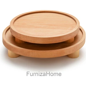 Furniza Home 2'Li Ahşap Ayaklı Sunum Tahtası,Ayaklı Kek Standı