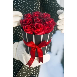 9 Adet Özel Kumaştan Kokulu Kırmızı Gül, Şık Silindir Kutuda: Sonsuz Aşkınızı Anlatın! Kız Arkadaşa, Eşe, Sevgiliye