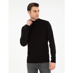 Pierre Cardin Erkek Siyah Slim Fit Yarım Balıkçı Triko Kazak 50300498-VR046