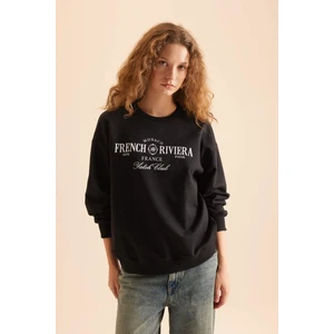 Relax Fit Bisiklet Yaka Baskılı Sweatshirt Kumaşı Casual SWEATSHIRT E1904AXNS