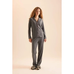 Pijama Takımı Regular Fit Uzun Kollu Üst Uzun Altı-Fall in Love E2246AXNS