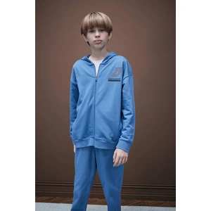 Erkek Çocuk Baskılı Kapüşonlu Fermuarlı Sweatshirt D8536A825SP