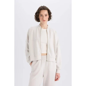 Relax Fit Hakim Yaka Basic Düz Fermuarlı Soft Touch Sweatshirt E5817AX25SP
