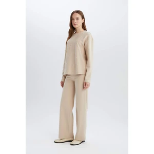 Triko Pantolon Wide Leg Geniş Bol Paça Selanik Kumaş Basic Düz D0361AX24AU