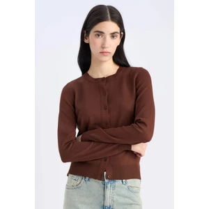 Regular Fit Bisiklet Yaka Basic Düz Düğmeli Triko Hırka D6282AX25SP