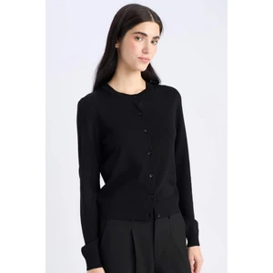 Regular Fit Bisiklet Yaka Basic Düz Düğmeli Triko Hırka D6282AX25SP
