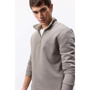 Comfort Regular Fit Rahat Kalıp Fermuarlı Dik Yaka Basic Düz Sweatshirt X7405AZ25SP