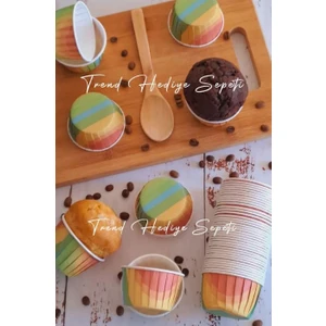 Trend Hediye Sepeti 50'li Gökkuşağı Muffin Kek Kalıbı Kek Kapsülü Cupcake Kalıbı