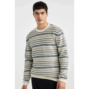 Standart Fit Normal Kesim Bisiklet Yaka Desenli Triko Kazak B9716AX24AU