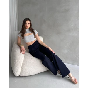 Paw Garage Kadın Lunor Beli Cırtlı Palazzo Pantolon, Likralı Yüksek Bel Pantolon