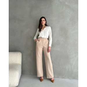 Paw Garage Kadın Lunor Beli Cırtlı Palazzo Pantolon, Likralı Yüksek Bel Pantolon