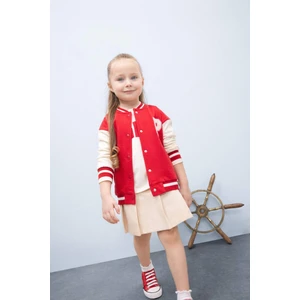 Kız Bebek Baskılı Kolej Yaka İçi Yumuşak Tüylü Bomber Ceket D7873A525SP