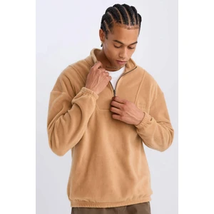 Comfort Regular Fit Rahat Kalıp Dik Yaka Baskılı Polar Sweatshirt C7793AX24AU