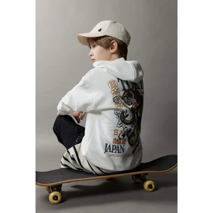 Erkek Çocuk Oversize Geniş Kalıp Kapüşonlu Sırt Baskılı Sweatshirt D8495A825SP