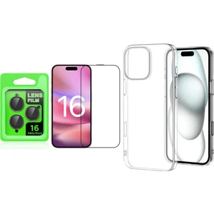 Apple iPhone 16 Pro Max Kılıf Zore Droga Kapak + Kamera Lens Koruyucu + Cam Ekran Koruyucu