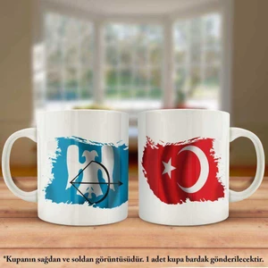 Asil Hediyelik Çift Yön Baskılı Büyük Selçuklu Imparatorluğu ve Türkiye Bayrağı Kupa Bardak