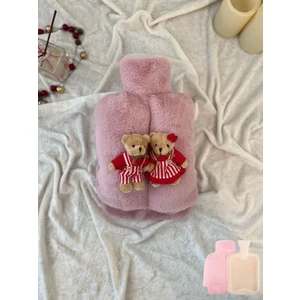 TREND COLOR Sevgililer Için Sıcak Su Torbası Pudra Pembe Peluş Ayak Isıtıcı Oyuncaklı 2 Litre Beraber