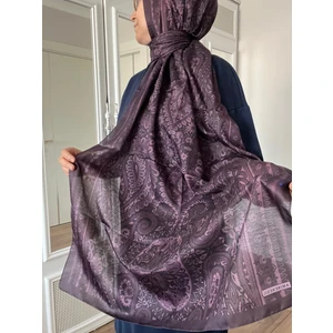 Etnik Desen Soft Pamuk Şal Mor Mürdüm Renk