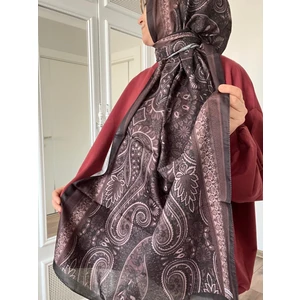 Etnik Desen Soft Pamuk Şal Kahverengi Renk