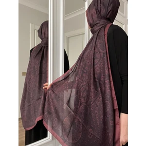 Etnik Desen Soft Pamuk Şal Bordo Renk