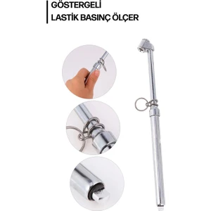 - Lastik Basınç Hava Ölçer Kalem Tekerlek Ölçme Metal 160 Psi - Gri Renk