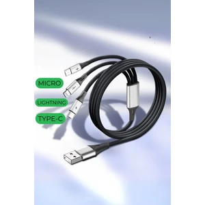 3in1 Type-C Şarj Kablosu Usb'den Type-C/lightning/micro 1 Metre USB Kablo Apple iPhone Samsung Huawei Xiaomi X102 Telefon Tablet