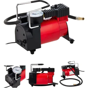 Araba Oto Araç Lastik Şişirme Pompası 150 Psi Metal Gövde Çakmaklık Girişli Hava Kompresörü - Kırmızı