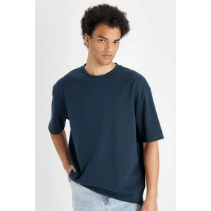 Oversize Geniş Kalıp Bisiklet Yaka Kısa Kollu Basic Düz Ağır Kumaş Tişört X3926AZ24AU