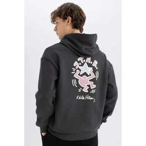 Keith Haring Boxy Fit Kapüşonlu Sırt Baskılı Sweatshirt C6520AX24AU
