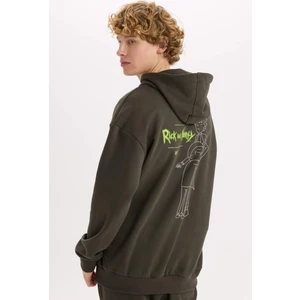 Rick and Morty Boxy Fit Kapüşonlu Sırt Baskılı Sweatshirt C6508AX24AU