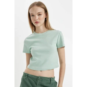 Coool Fitted Ribana Basic Düz Crop Kısa Kollu Tişört T9631AZ24SM