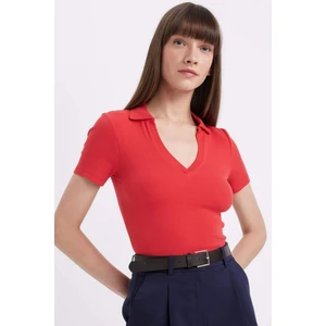 Slim Fit Dar Kesim Fitilli Kaşkorse Kısa Kollu Polo Tişört C4076AX24SP