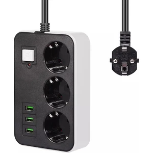 3 Usb’li 3’lü 1.8 M Akım Korumalı Priz